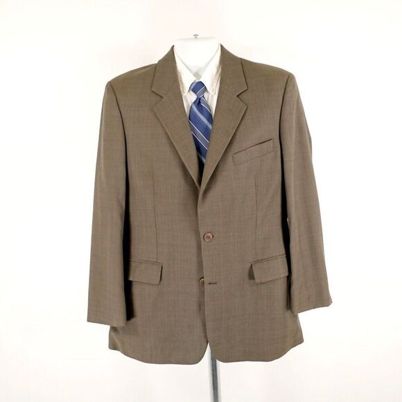 Brooks Brothers 346 Wool Green Glen Plaid W/ Brown Windowpane Blazer 40R 2 Butto - Picture 4 of 12